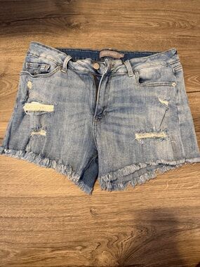 Just USA Light Blue Distressed Denim Cutoff Shorts